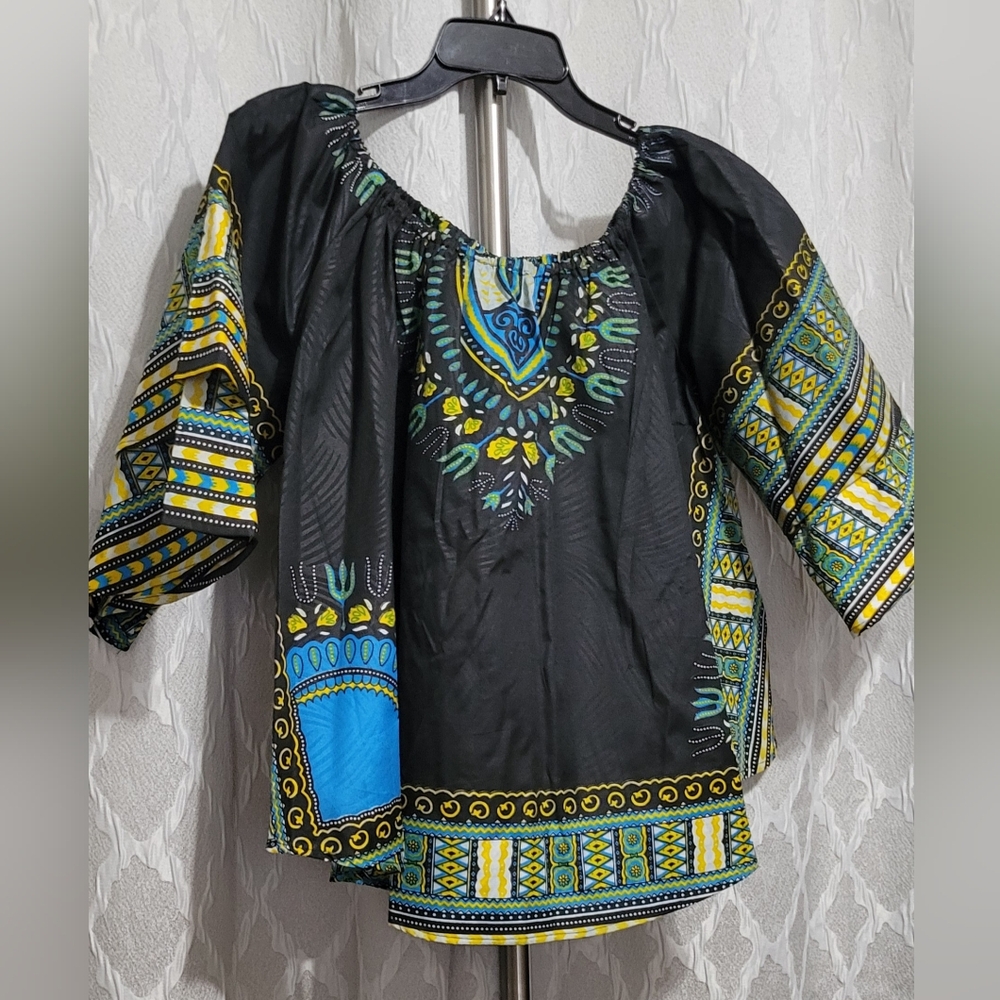 Ankara | Off-Shoulder Multi-Layer Sleeve Peplum African Print Top